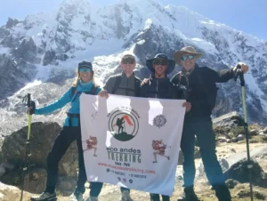 Salkantay Trek sunrise view from base camp in Cusco Peru